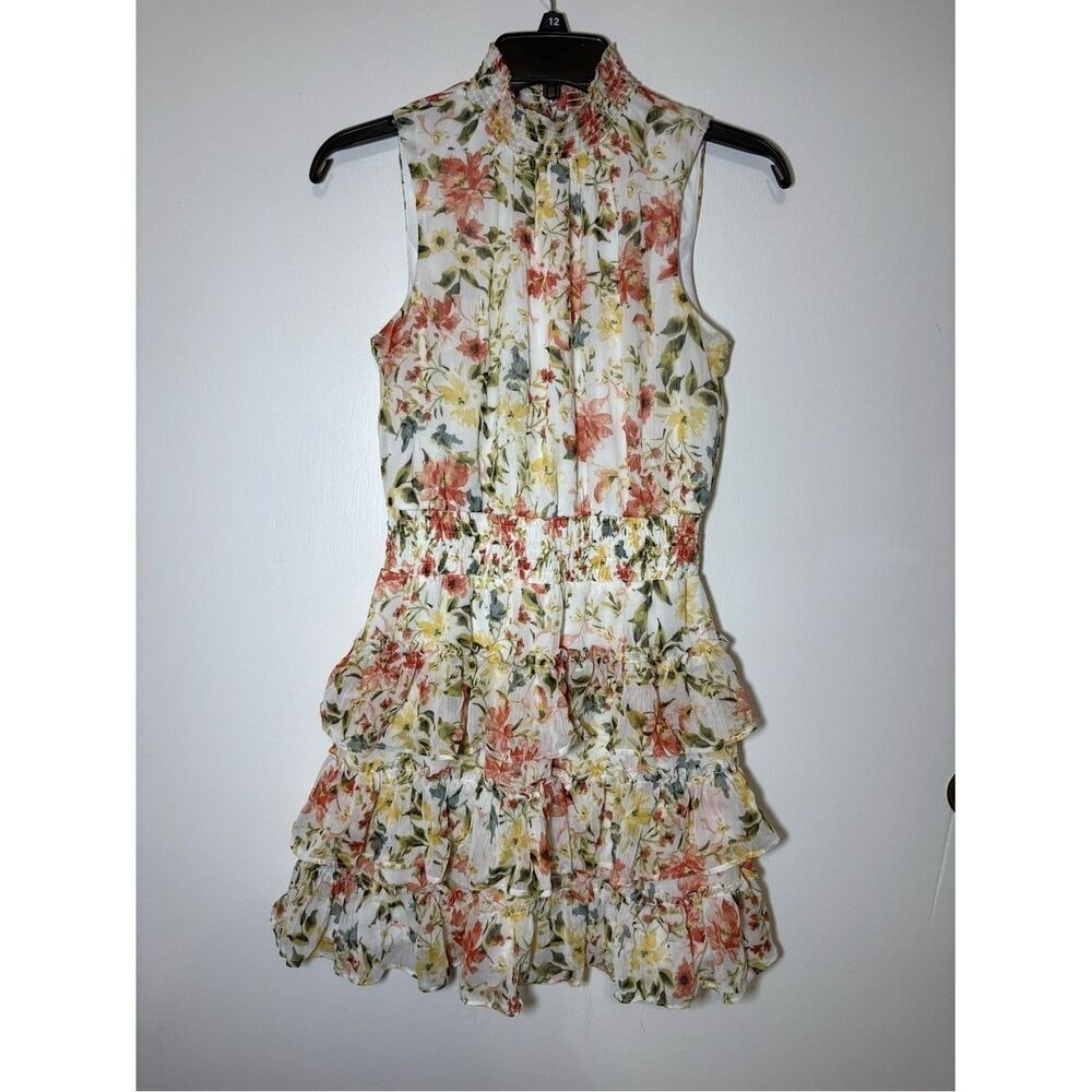 STATE Cream Floral Ruffle Mini Dress - Picture 2 of 10